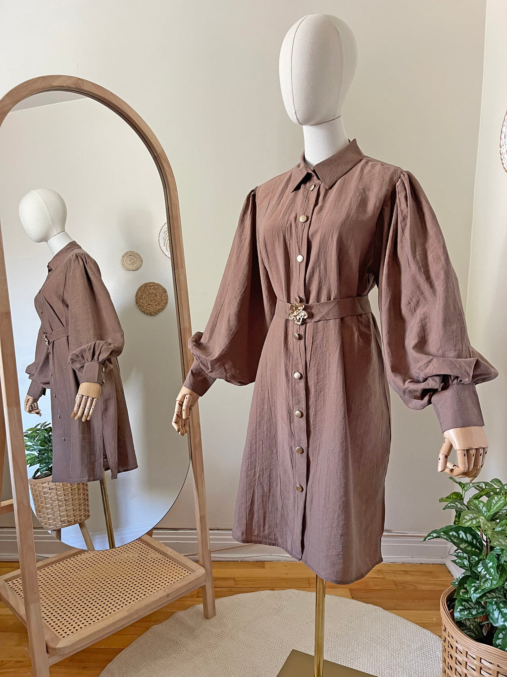 Balloon Sleeve Button Tunic